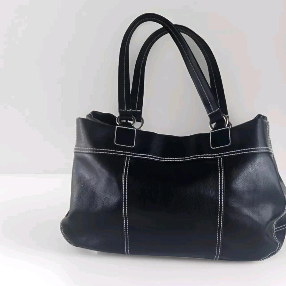 Lancome BLACK Tote HANDBAG Double Drop Shoulder Handle OVERNIGHT Bag EXPANDABLE